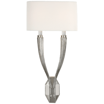 Ruhlmann Double Sconce in Polished Nickel with Linen Shade