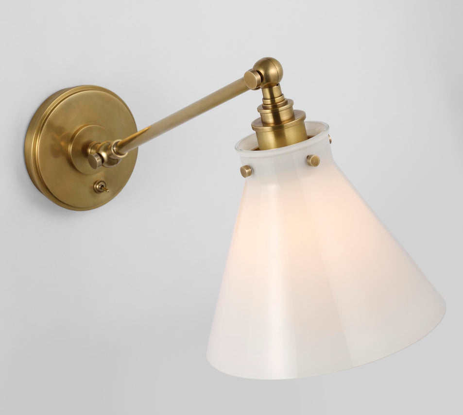Parkington Single Library Wall Light in Antique-Burnished Brass with Clear Glass