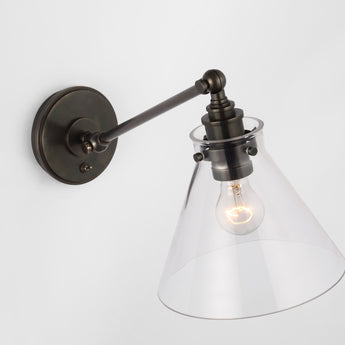 Parkington Single Library Wall Light in Bronze with Clear Glass