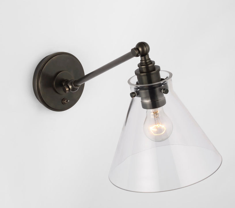Parkington Single Library Wall Light in Bronze with Clear Glass