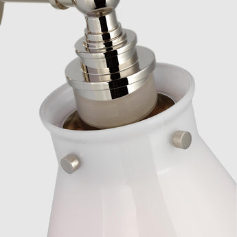 Parkington Small Single Wall Light in Polished Nickel with White Glass