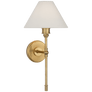 Parkington Large Tail Sconce in Antique-Burnished Brass with Linen Shade