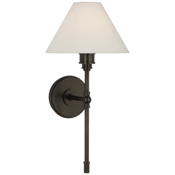 Parkington Large Tail Sconce in Bronze with Linen Shade