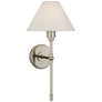 Parkington Large Tail Sconce in Polished Nickel with Linen Shade