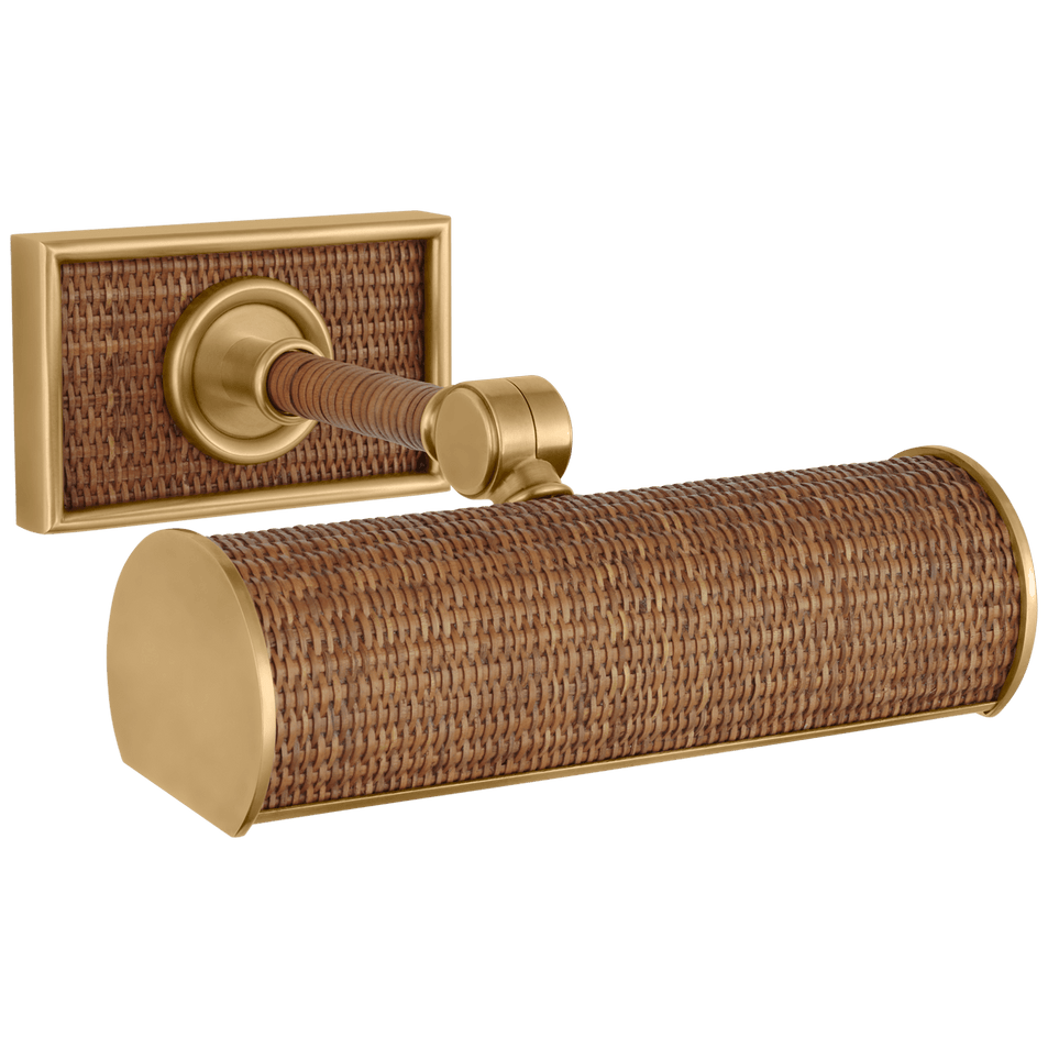 Halwell 8" Picture Light in Brass and Natural Woven Rattan