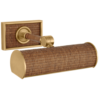 Halwell 8" Picture Light in Brass and Natural Woven Rattan