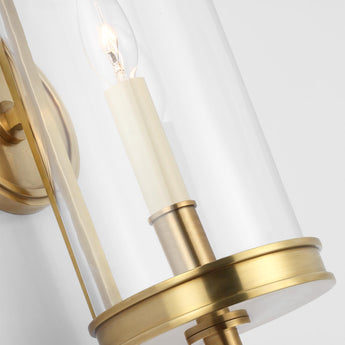 Glendon Small Hurricane Sconce in Antique-Burnished Brass with Clear Glass