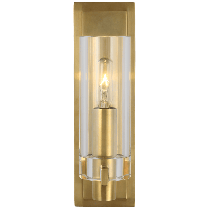 Sonnet Petite Single Sconce in Antique-Burnished Brass with Clear Glass
