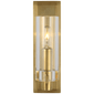 Sonnet Petite Single Sconce in Antique-Burnished Brass with Clear Glass