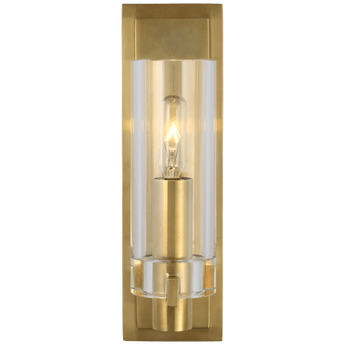 Sonnet Petite Single Sconce in Antique-Burnished Brass with Clear Glass