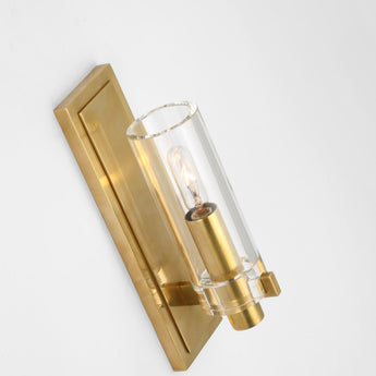 Sonnet Petite Single Sconce in Antique-Burnished Brass with Clear Glass