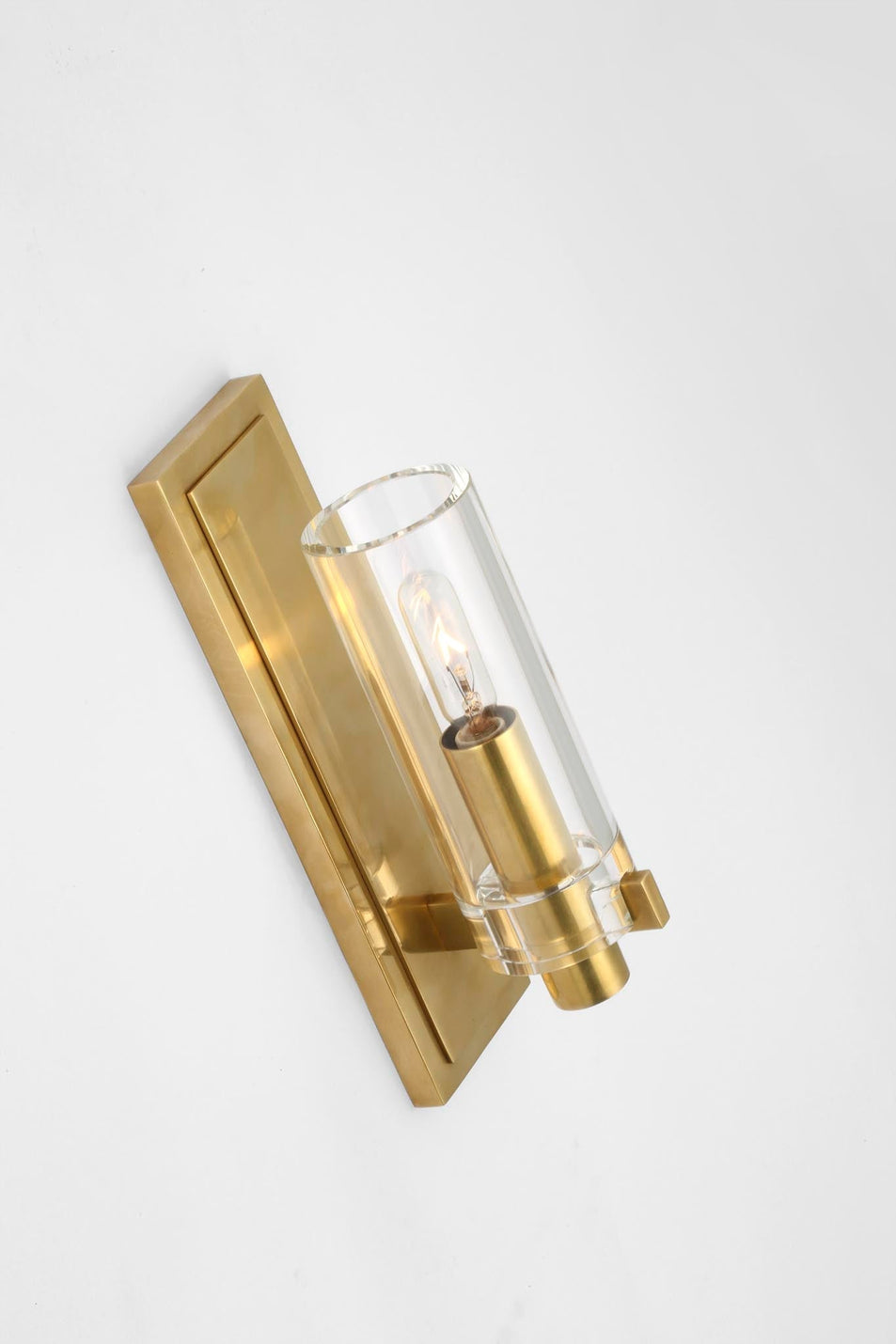 Sonnet Petite Single Sconce in Antique-Burnished Brass with Clear Glass