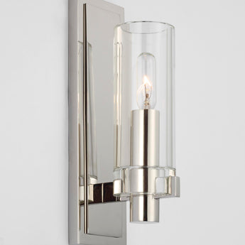 Sonnet Petite Single Sconce in Polished Nickel with Clear Glass