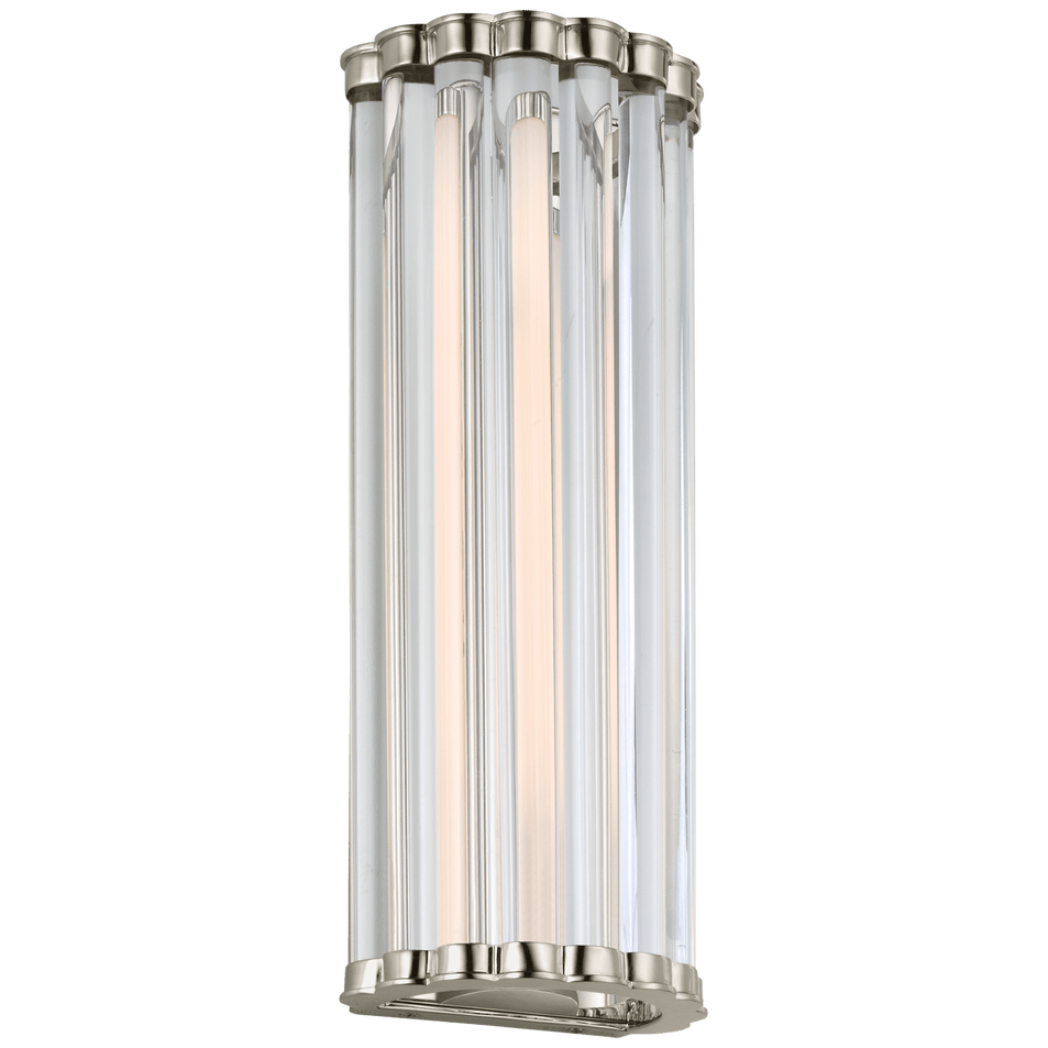Kean 14" Sconce in Polished Nickel with Clear Glass Rods