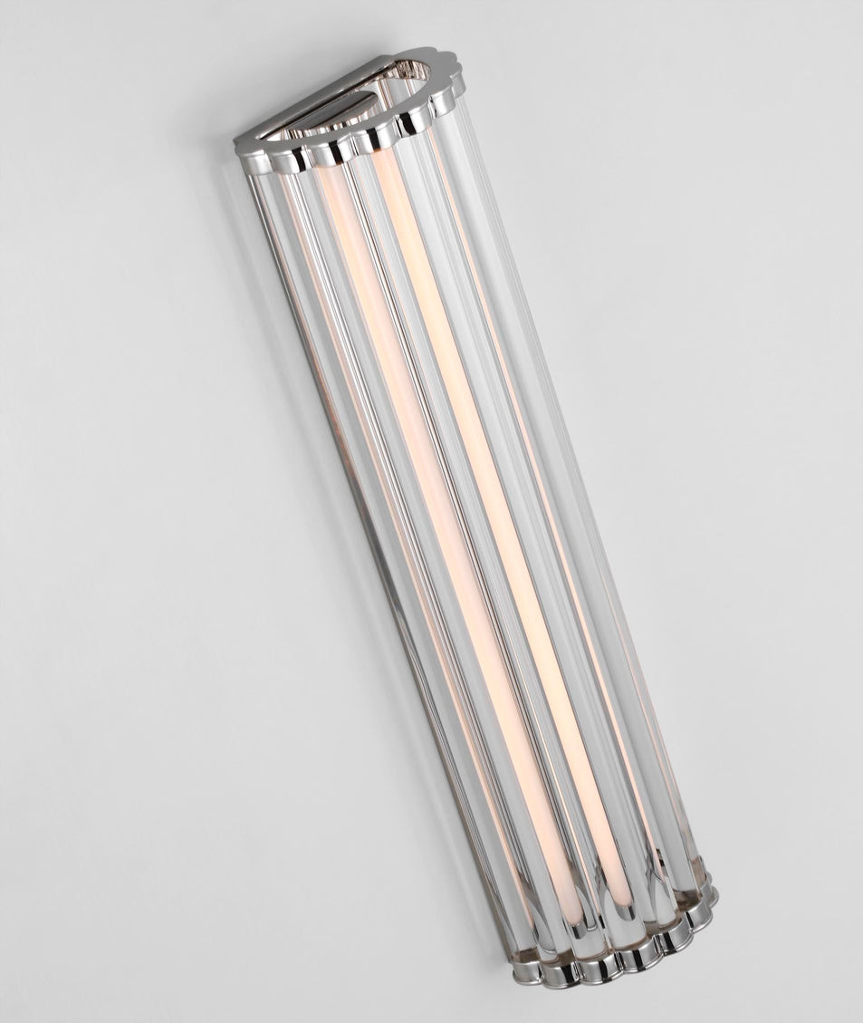 Kean 21" Sconce in Polished Nickel with Clear Glass Rods