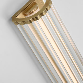 Kean 28" Sconce in Antique-Burnished Brass with Clear Glass Rods