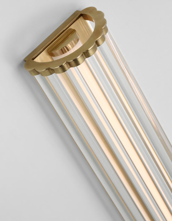 Kean 28" Sconce in Antique-Burnished Brass with Clear Glass Rods