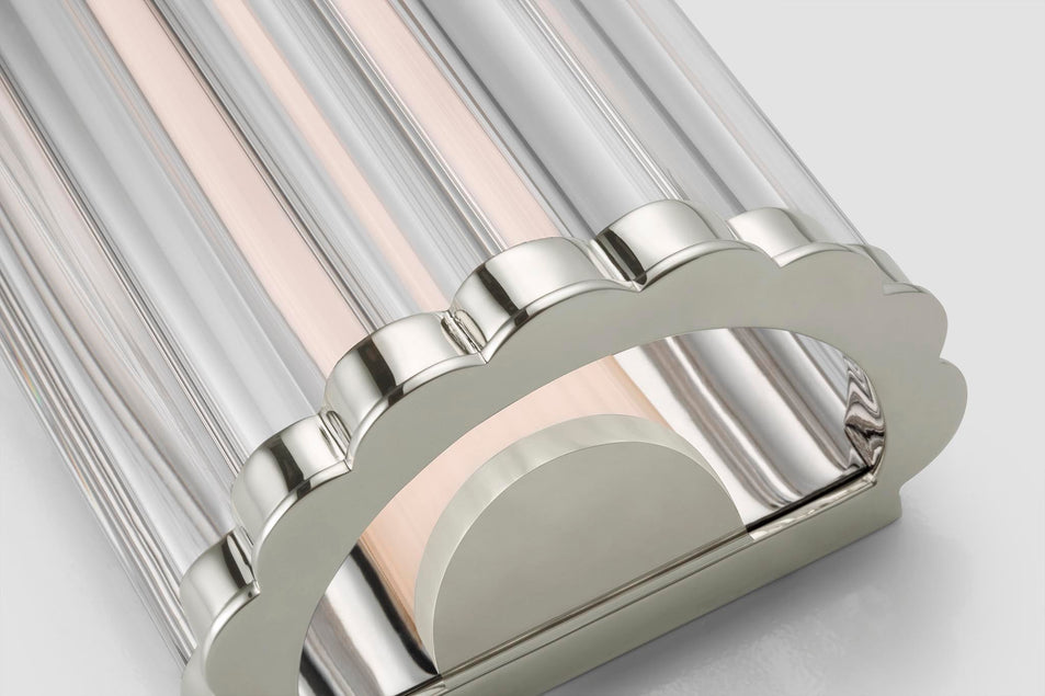 Kean 28" Sconce in Polished Nickel with Clear Glass Rods