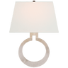 Ring Form Large Wall Sconce in Alabaster with Linen Shade