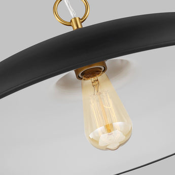 Wellfleet Medium Wide Pendant in Midnight Black and Burnished Brass with No Option