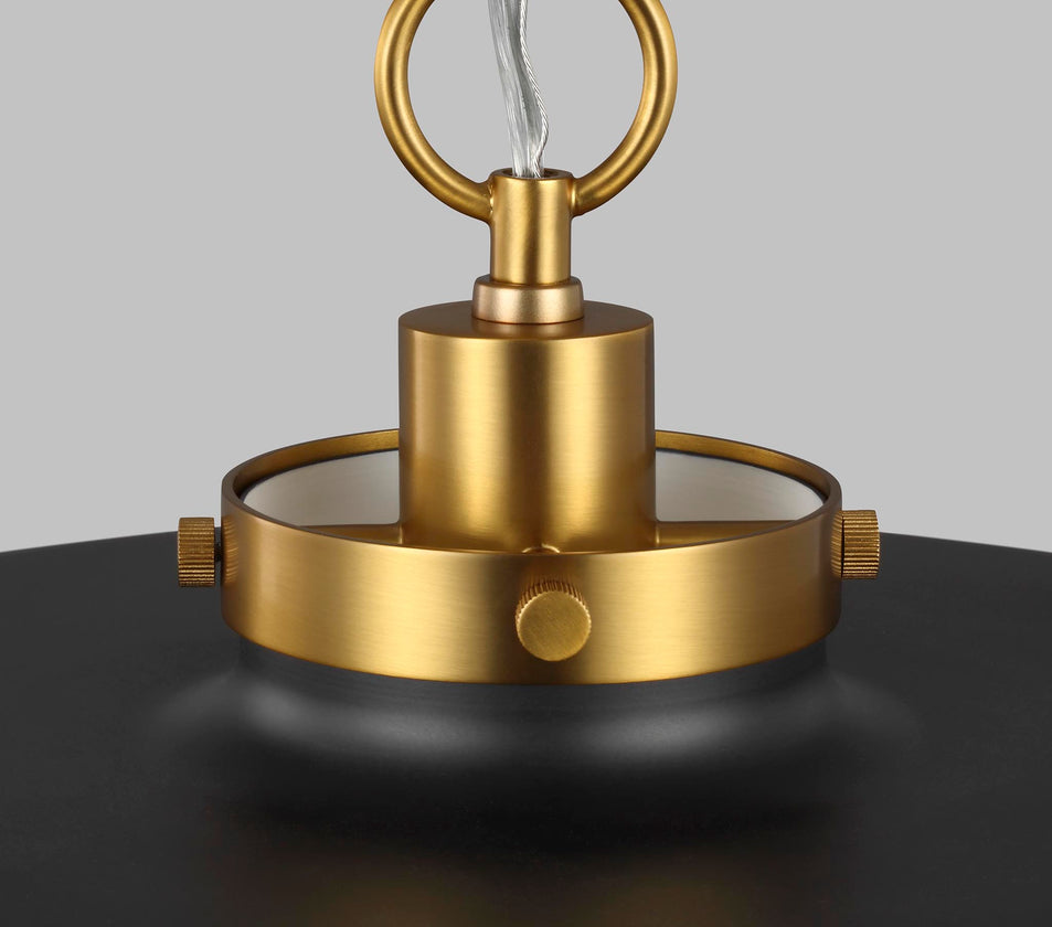 Wellfleet Medium Wide Pendant in Midnight Black and Burnished Brass with No Option