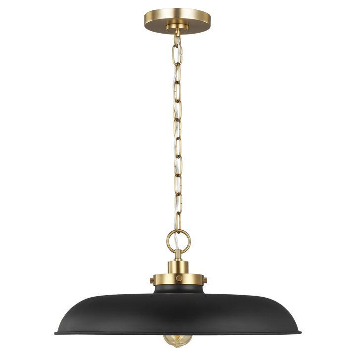Wellfleet Medium Wide Pendant in Midnight Black and Burnished Brass with No Option