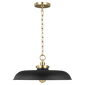 Wellfleet Medium Wide Pendant in Midnight Black and Burnished Brass with No Option