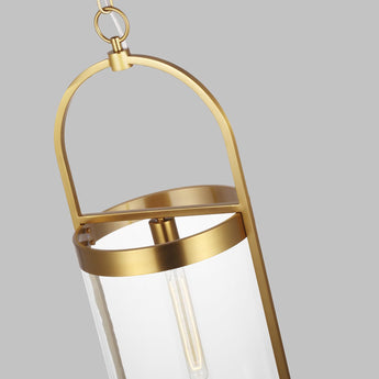 Blaine Large Pendant in Burnished Brass with Clear Glass
