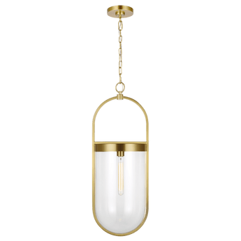 Blaine Large Pendant in Burnished Brass with Clear Glass