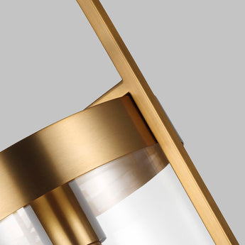 Blaine Small Pendant in Burnished Brass with Clear Glass