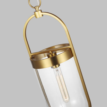 Blaine Small Pendant in Burnished Brass with Clear Glass