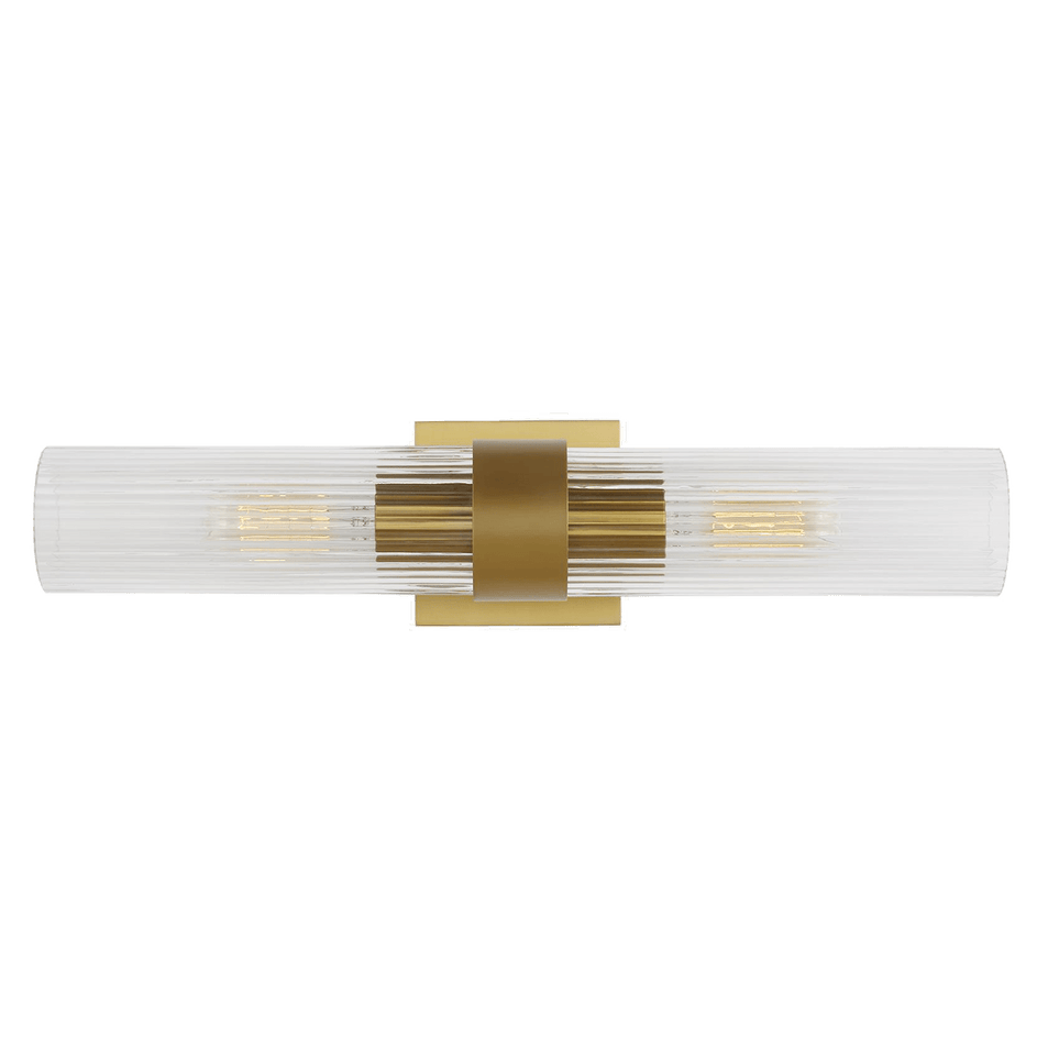 Geneva Linear Sconce in Burnished Brass with Clear Glass