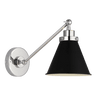 Wellfleet Single Arm Cone Task Sconce in Midnight Black and Polished Nickel with Matte Black