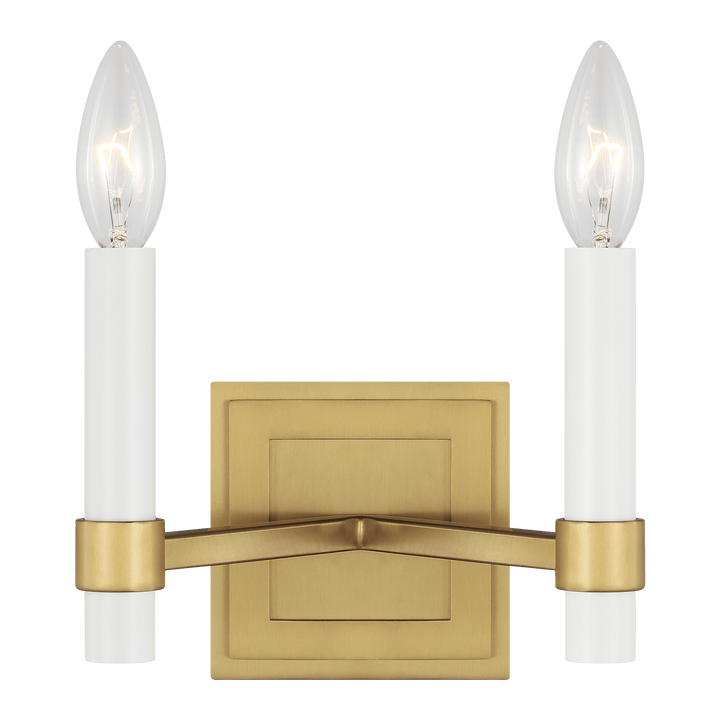 Marston Double Wall Sconce in Burnished Brass with No Option