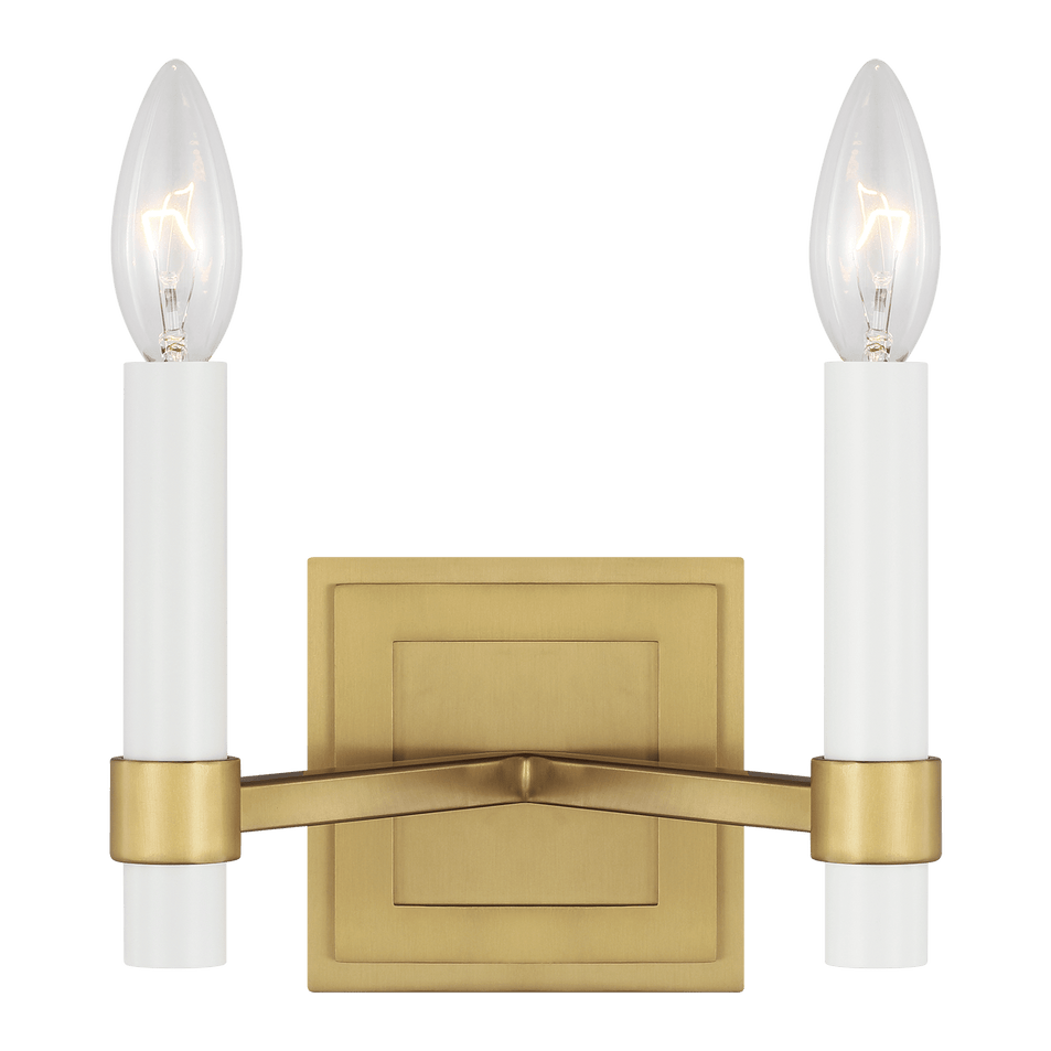 Marston Double Wall Sconce in Burnished Brass with No Option