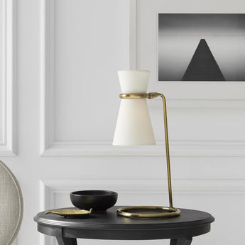 Clarkson Table Lamp, a premium Functional light by Visual Comfort. Close - up image of its design.