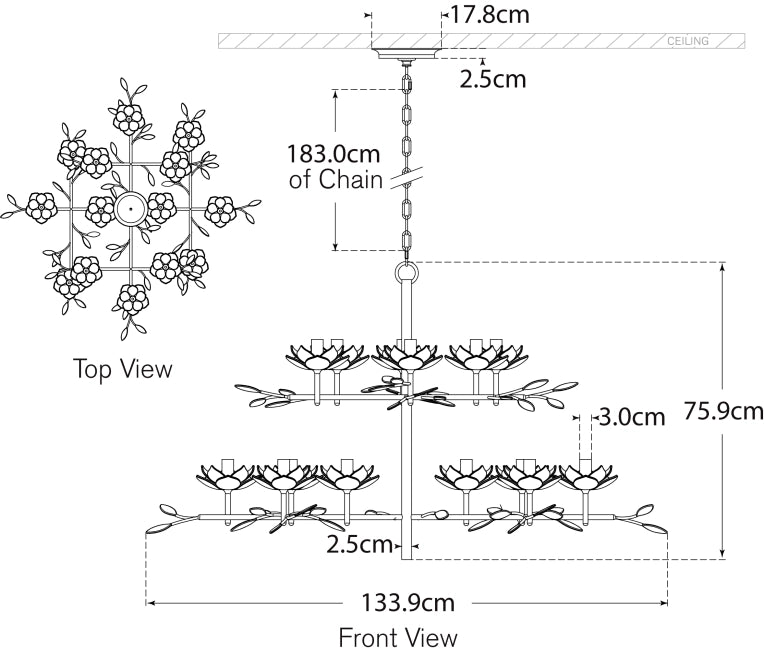 Clementine 53" Tiered Chandelier Blueprint