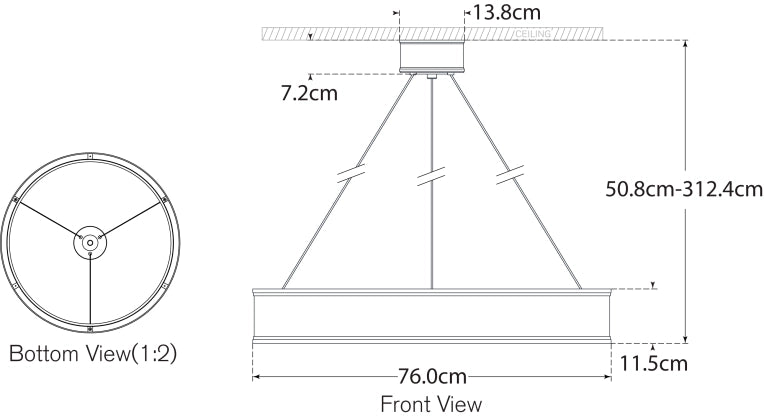 Lampadario a forma di anello 30" Connery Progetto
