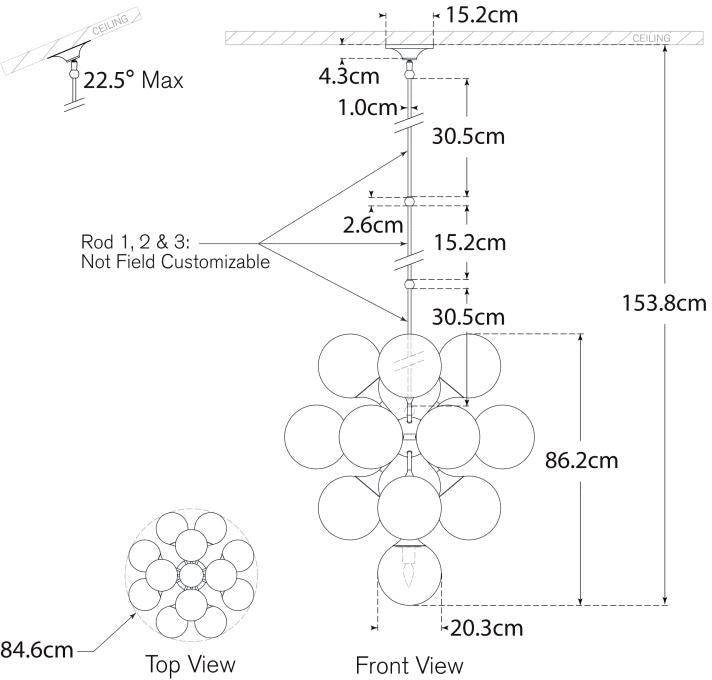 Lampadario grande a livelli Cristol Progetto