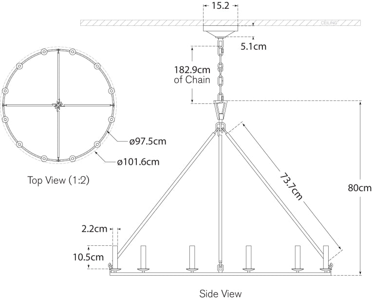 Darlana Large Single Ring Chandelier Blueprint