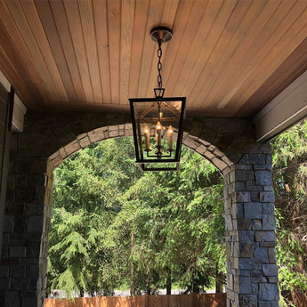Darlana Small Hanging Lantern, a premium Ceiling light by Visual Comfort & Co. Close - up image of its design.