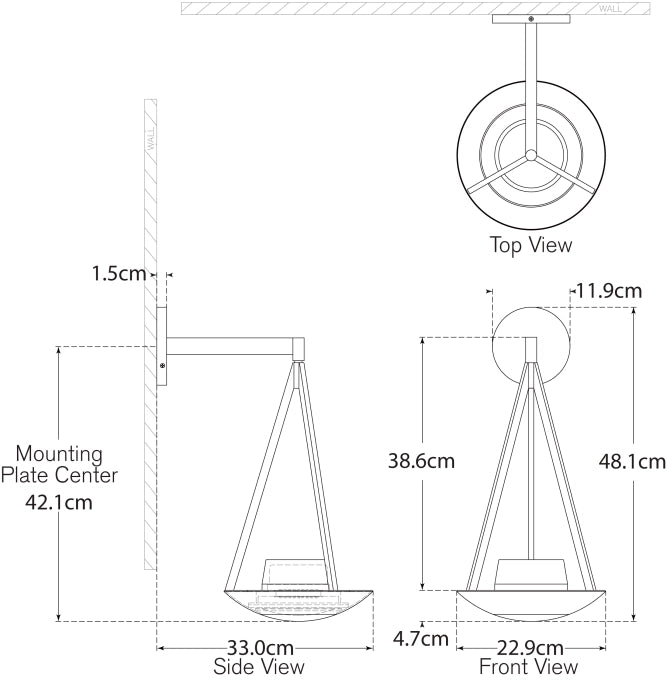 Divina 19" Floating Bowl Sconce Blueprint
