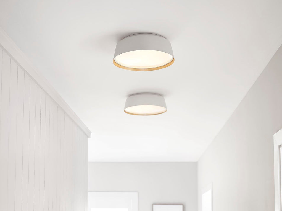 Asher Medium Flush Mount in Matte White with White Glass