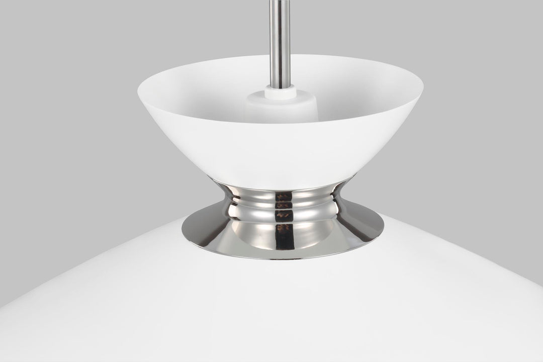 Heath Wide Pendant in Polished Nickel with Matte White