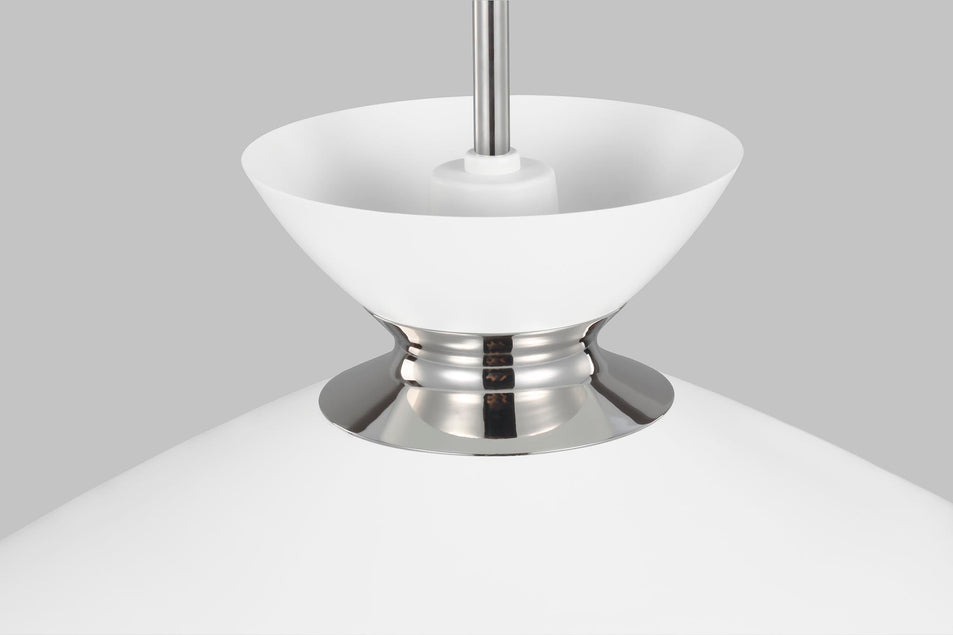 Heath Wide Pendant in Polished Nickel with Matte White