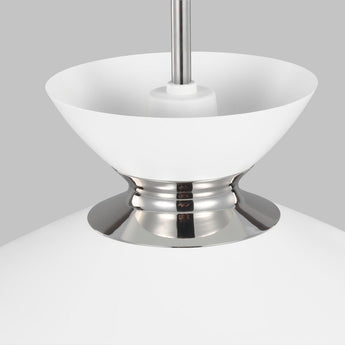 Heath Wide Pendant in Polished Nickel with Matte White