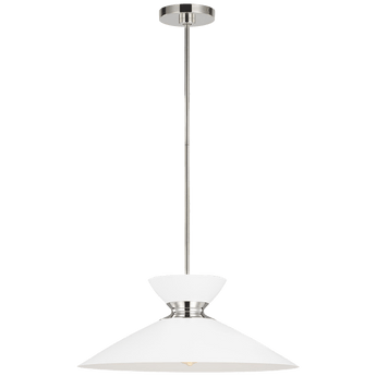 Heath Wide Pendant in Polished Nickel with Matte White