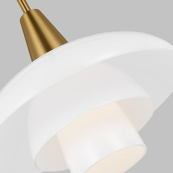 Rossie Pendant in Burnished Brass with White Glass