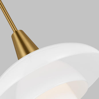 Rossie Pendant in Burnished Brass with White Glass
