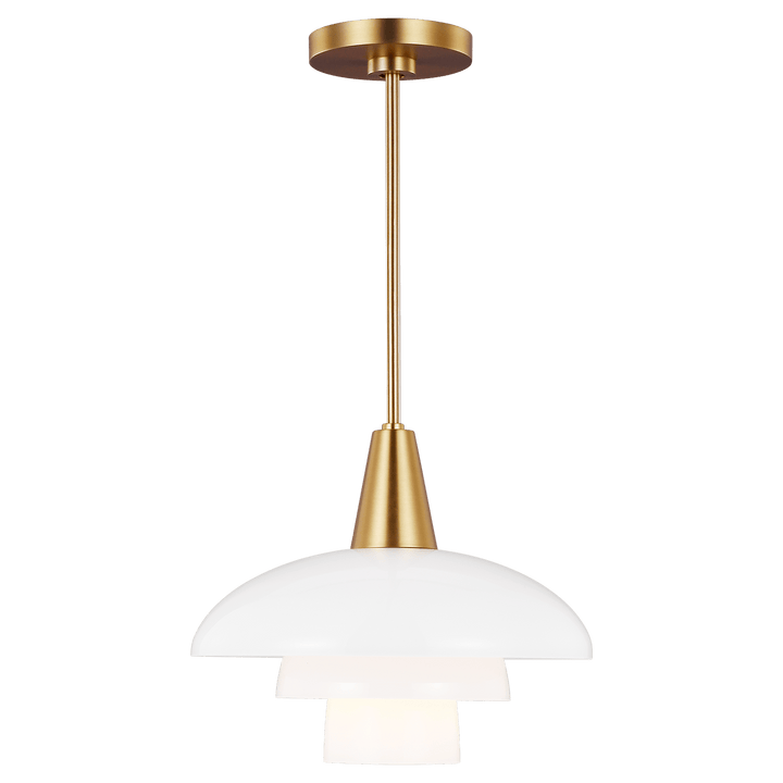 Rossie Pendant in Burnished Brass with White Glass